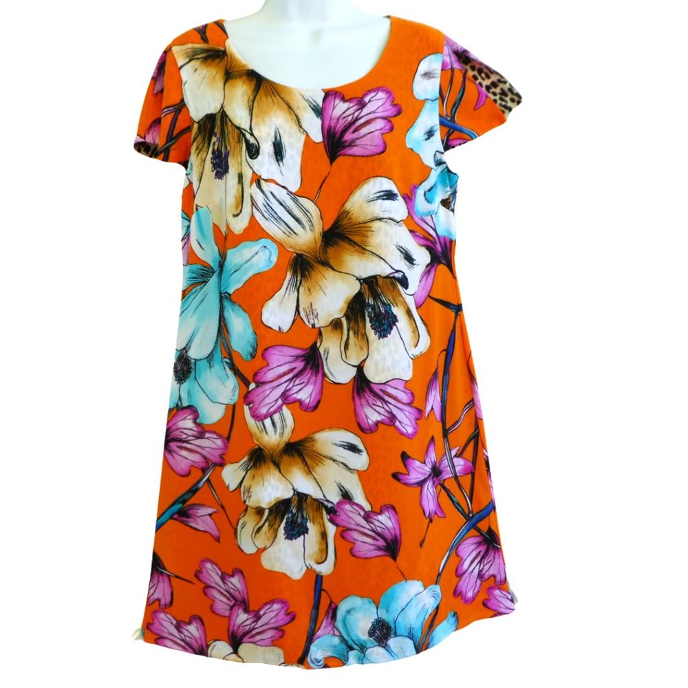 2 for 1 Reversible Hawaii Floral Cheetah Shift Dress Chico's Easy Care Travel